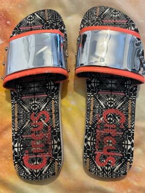 Circus by Sam Edelman Silver Slides with Coral Trim